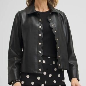 CHICOโS JACKET, Sz 4 / US 20, Black Faux Leather Jacket w/ Long Sleeves, NEW.